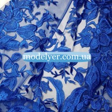 Ткань Сетка с вышивкой (электрик)